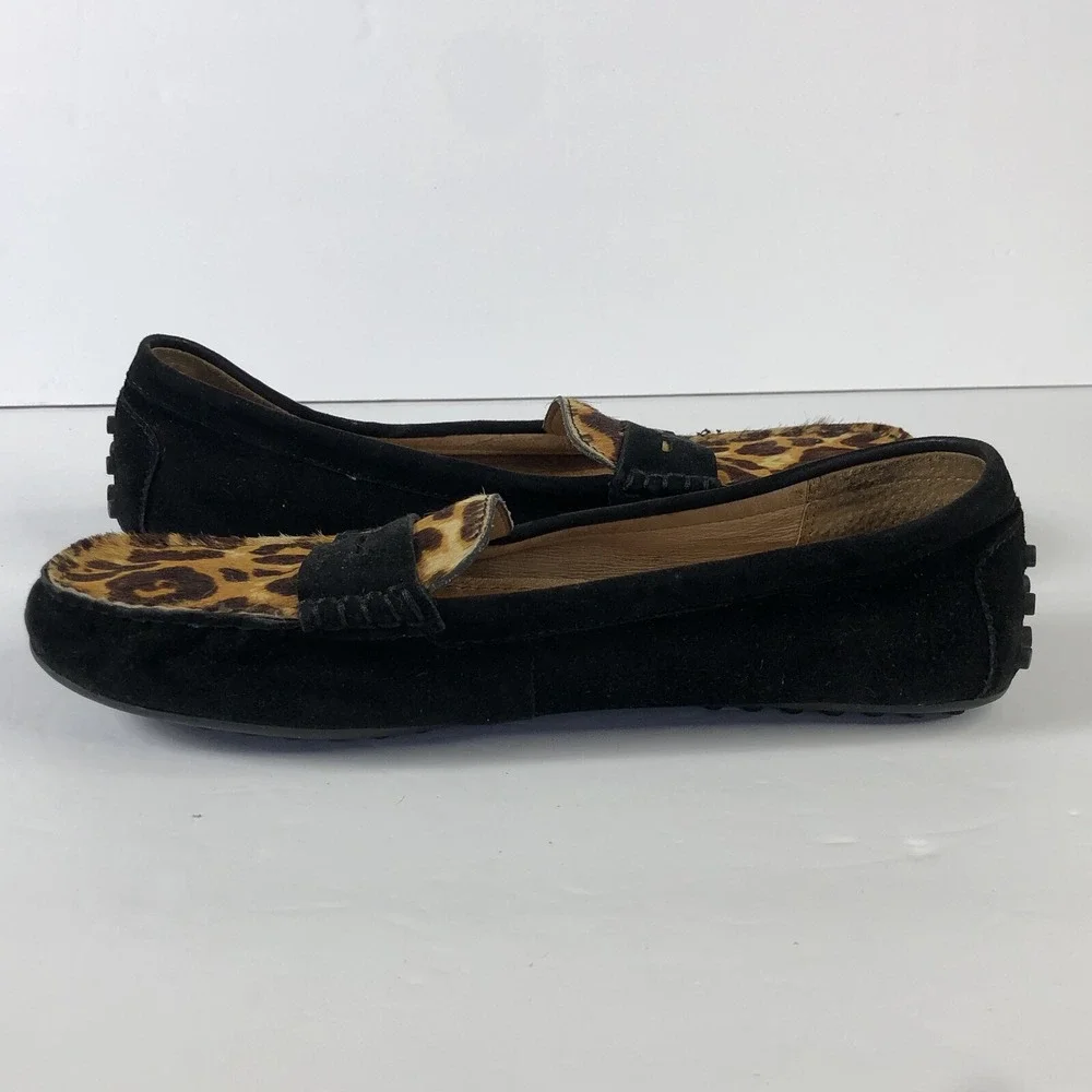 Lauren Ralph Lauren Women 9.5‎ Belen Suede Calf Hair Leopard Print Driving Shoes